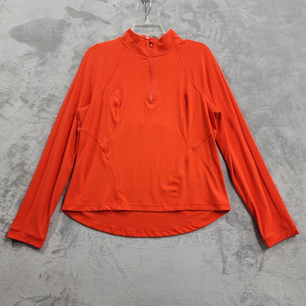 Spyder Active Top Womens L Orange 1/4 Zip Mock Neck Long Sleeve Lightweight